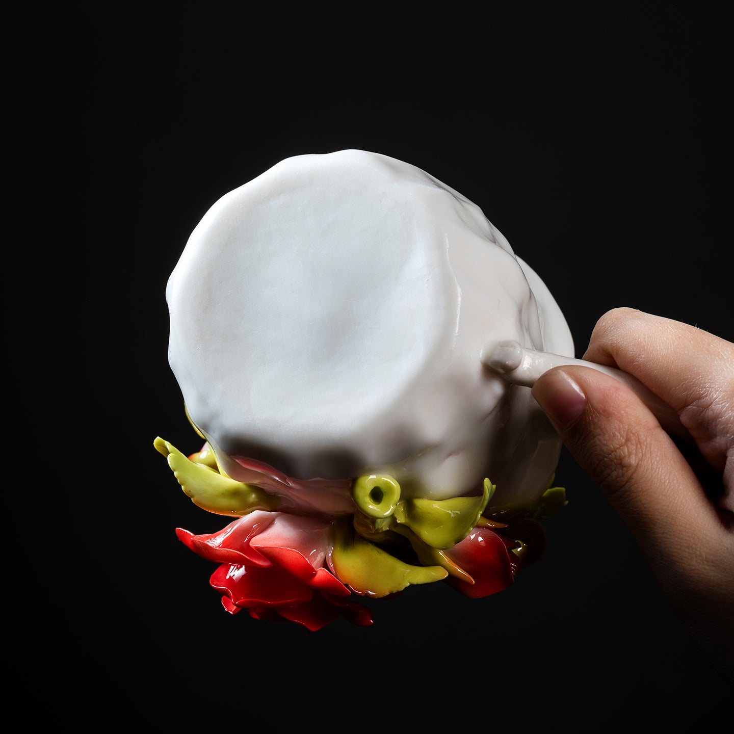 Intangible Cultural Heritage Hand-Crafted Ceramic Rose Cup Coffee Mug - 100% Handmade