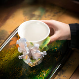 Intangible Cultural Heritage Hand-Sculpted Ceramic Blue Gradient Iris Cola Cup Coffee Mug - 100% Handcrafted