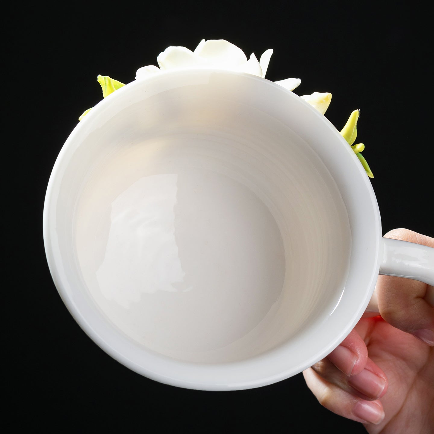 Intangible Cultural Heritage Hand-Sculpted Ceramic Gardenia Flower Water Cup & Coffee Cup - 100% Handcrafted