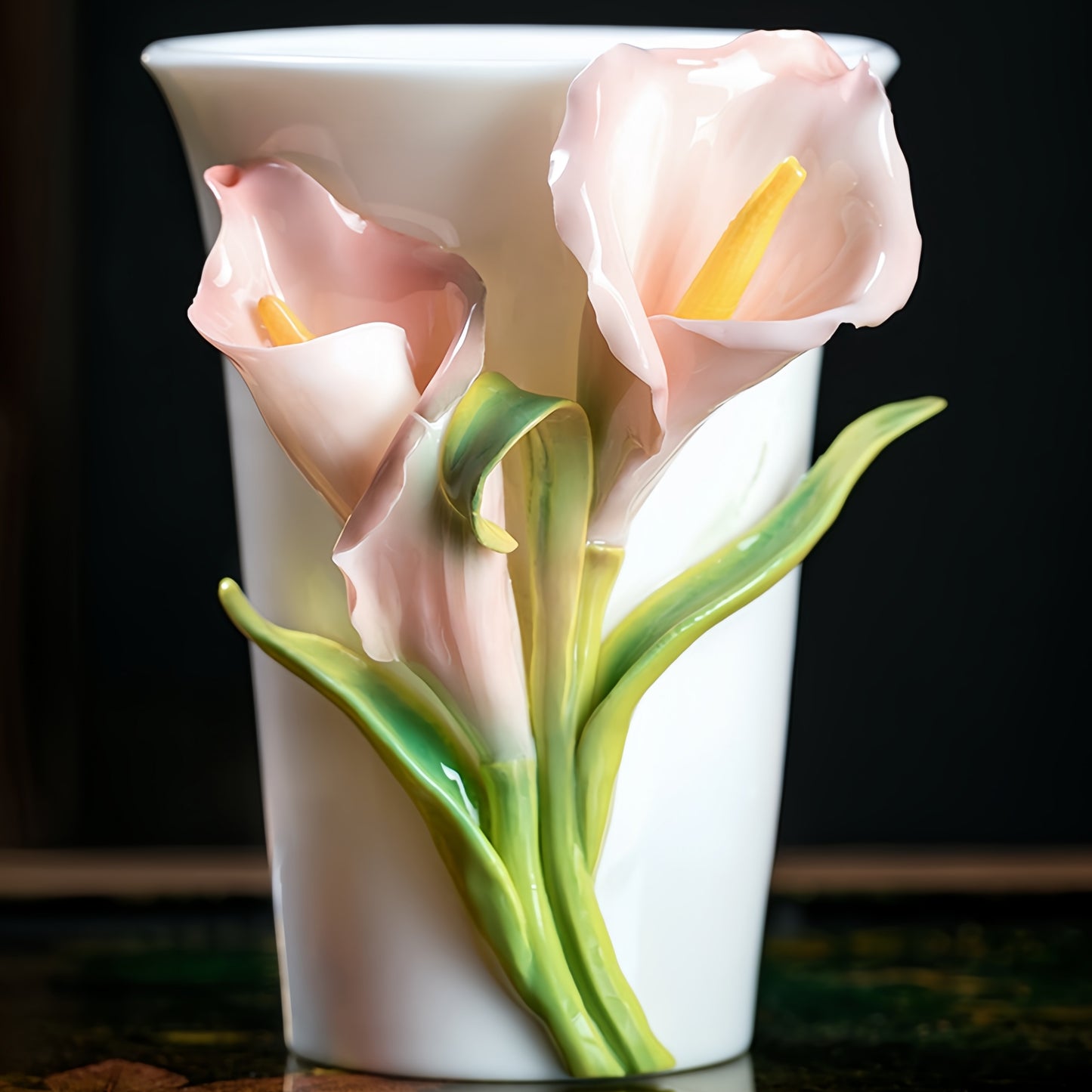 Intangible Cultural Heritage Hand-Sculpted Ceramic Calla Lily Flower Cola Cup Coffee Mug