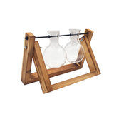 Swing Wooden Stand Hydroponic Plant Container Glass Vase