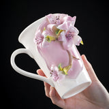 Intangible Cultural Heritage Hand-Sculpted Flower Pottery Rhododendron Tea Cup Coffee Cup (Purple) - 100% Handcrafted