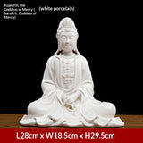 Ceramic ornament "Lotus Water Moon Guanyin" Viewed from Nanhai Guanyin Bodhisattva worshiping household Buddha statues