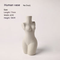 Body Modeling Art Vase Silent Style Ceramic Vase Sculpture White Plain Embryo Flower Vase