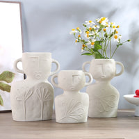 Creative Abstract Frosted Ceramic Face Vase Dried Flower Simple Living Room