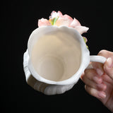 Intangible Cultural Heritage Hand-Sculpted Ceramic Peony Flower Water Cup Coffee Mug(red) - 100% Handcrafted