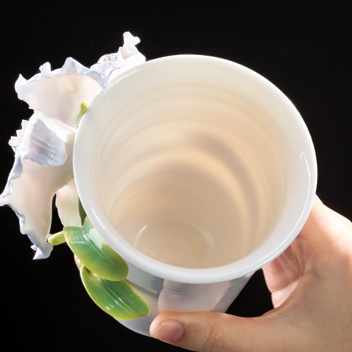 Intangible Cultural Heritage Hand-Sculpted Ceramic Blue Gradient Iris Cola Cup Coffee Mug - 100% Handcrafted