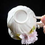 Intangible Cultural Heritage Hand-Sculpted Ceramic Hydrangea Water Cup Coffee Mug - 100% Handcrafted
