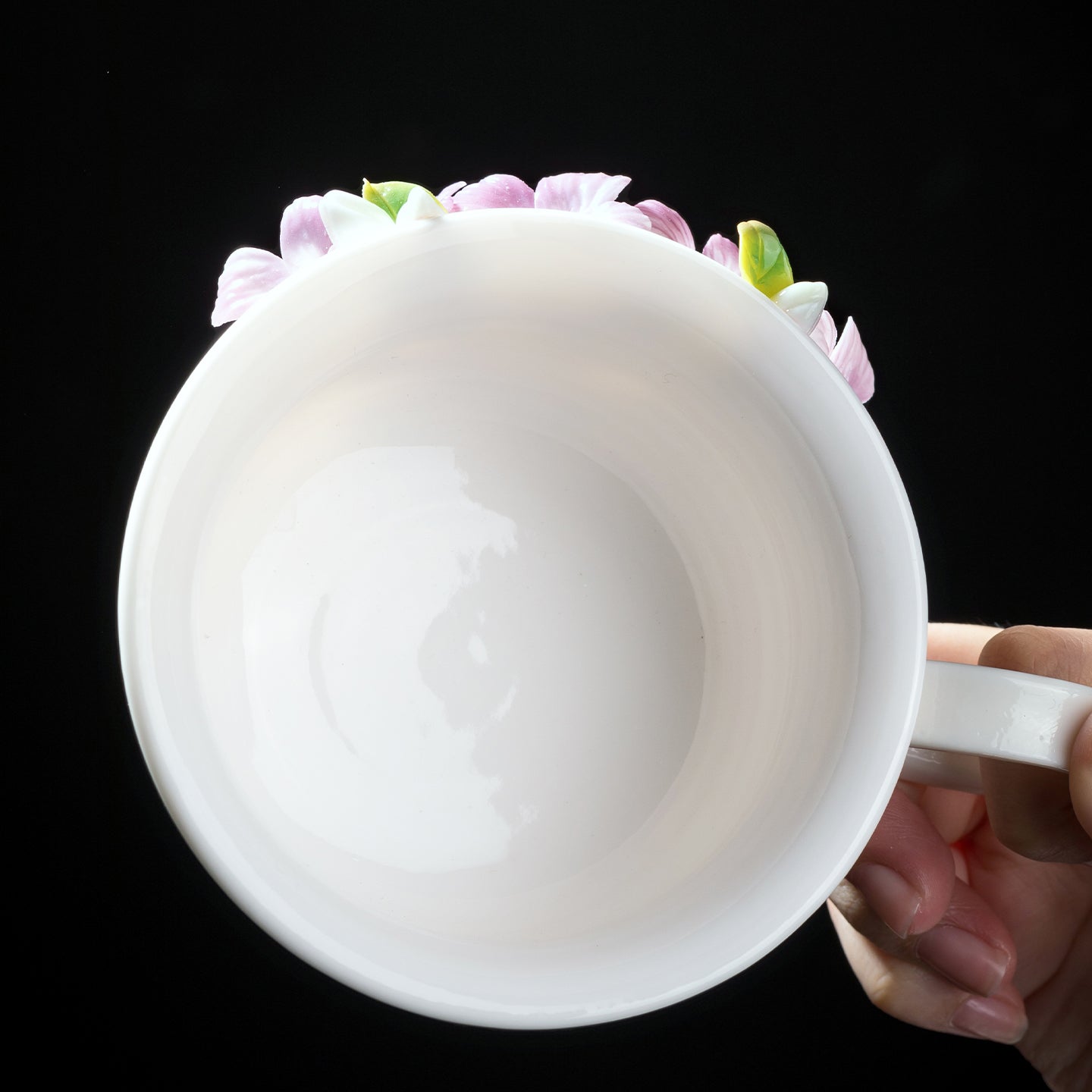 Intangible Cultural Heritage Hand-Sculpted Ceramic Hydrangea Water Cup Coffee Mug - 100% Handcrafted