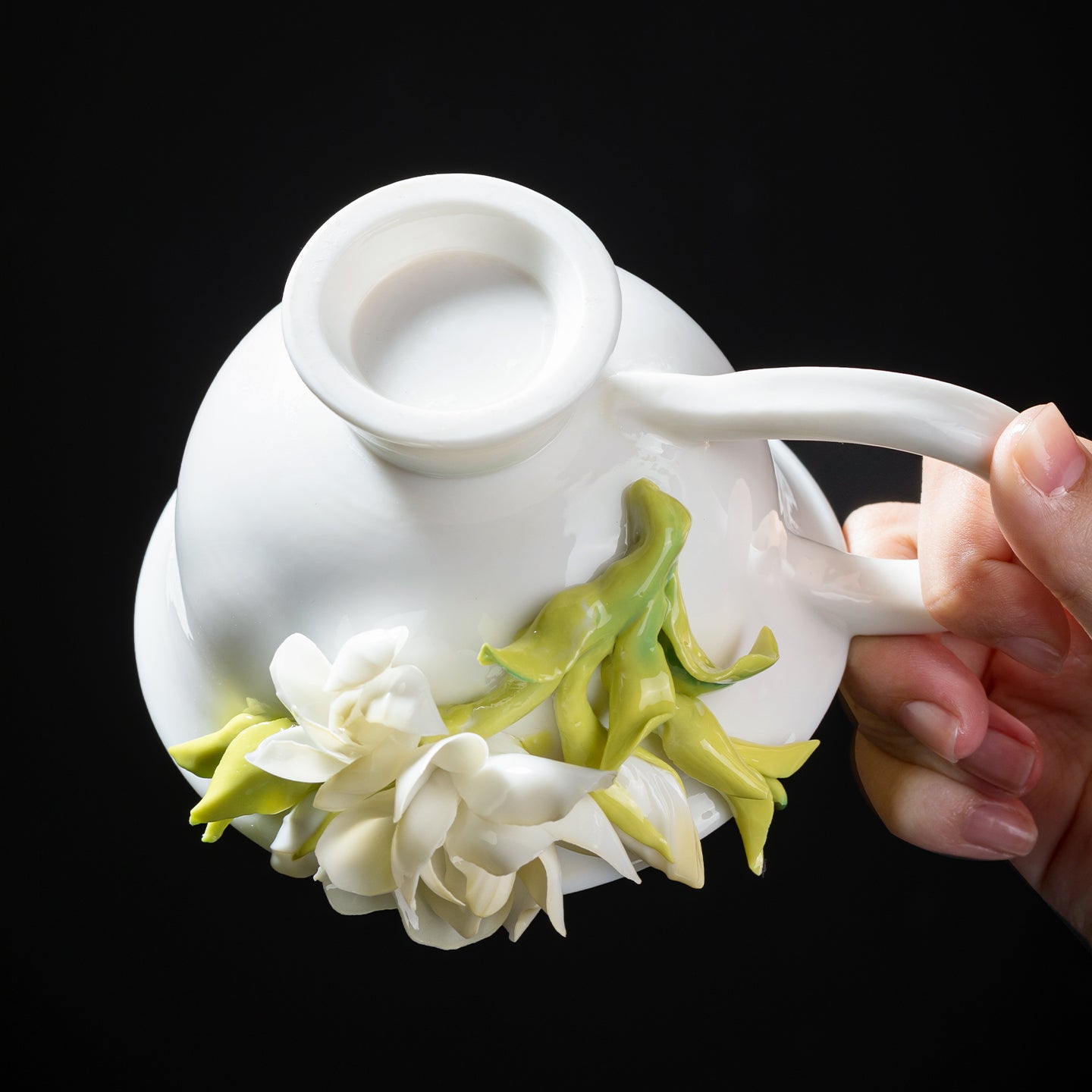 Intangible Cultural Heritage Hand-Sculpted Ceramic Gardenia Flower Water Cup & Coffee Cup - 100% Handcrafted