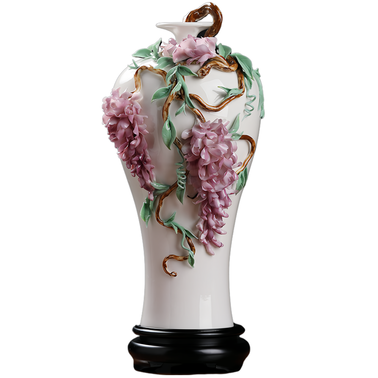 Intangible Cultural Heritage Hand-Crafted Ceramic Wisteria Flower Vase Ornament