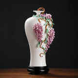 Intangible Cultural Heritage Hand-Crafted Ceramic Wisteria Flower Vase Ornament