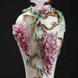 Intangible Cultural Heritage Hand-Crafted Ceramic Wisteria Flower Vase Ornament