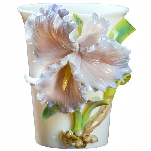 Intangible Cultural Heritage Hand-Sculpted Ceramic Blue Gradient Iris Cola Cup Coffee Mug - 100% Handcrafted