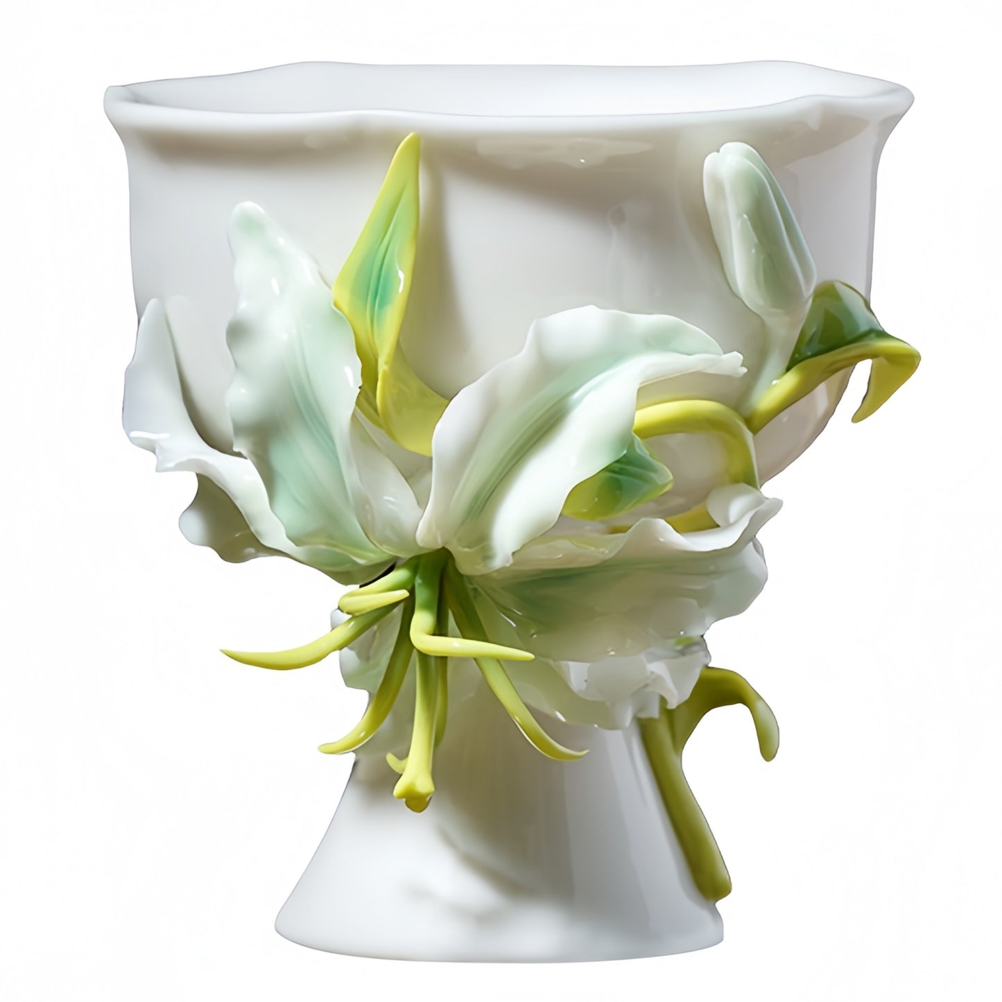 Intangible Cultural Heritage Hand-Painted Ceramic Lily Tea Cup - 100% Handcrafted