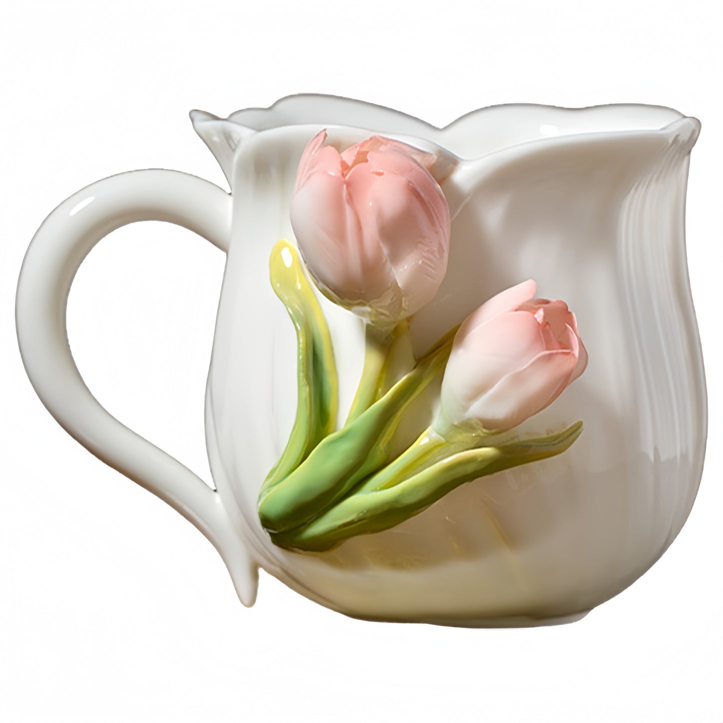 Intangible Cultural Heritage Hand-Sculpted Ceramic Tulip Flower Water Cup Coffee Cup(pink) - 100% Handcrafted