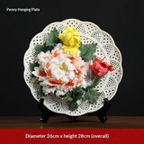 Ceramic handicrafts, peony hanging plate art ornaments, new Chinese living room decorative handicrafts, housewarming gifts