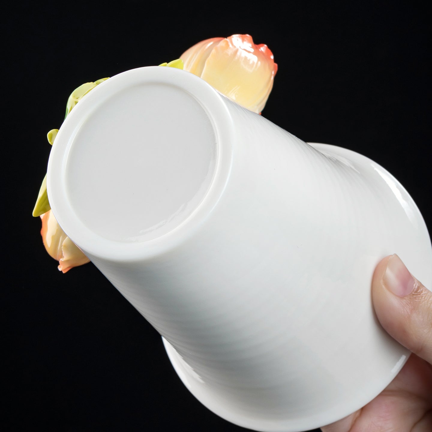 Intangible Cultural Heritage Hand-Sculpted Ceramic Tulip Flower Cola Cup Coffee Mug(pink) - 100% Handcrafted