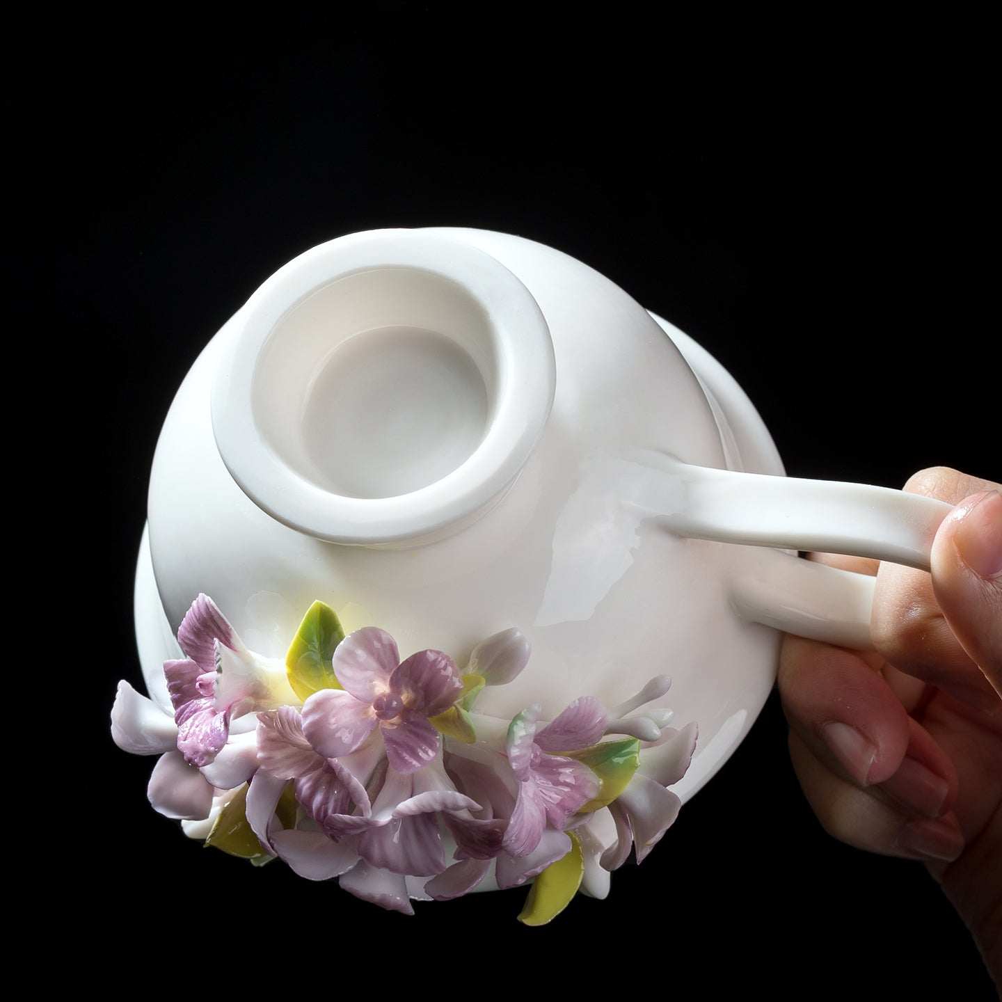 Intangible Cultural Heritage Hand-Sculpted Ceramic Hydrangea Water Cup Coffee Mug - 100% Handcrafted