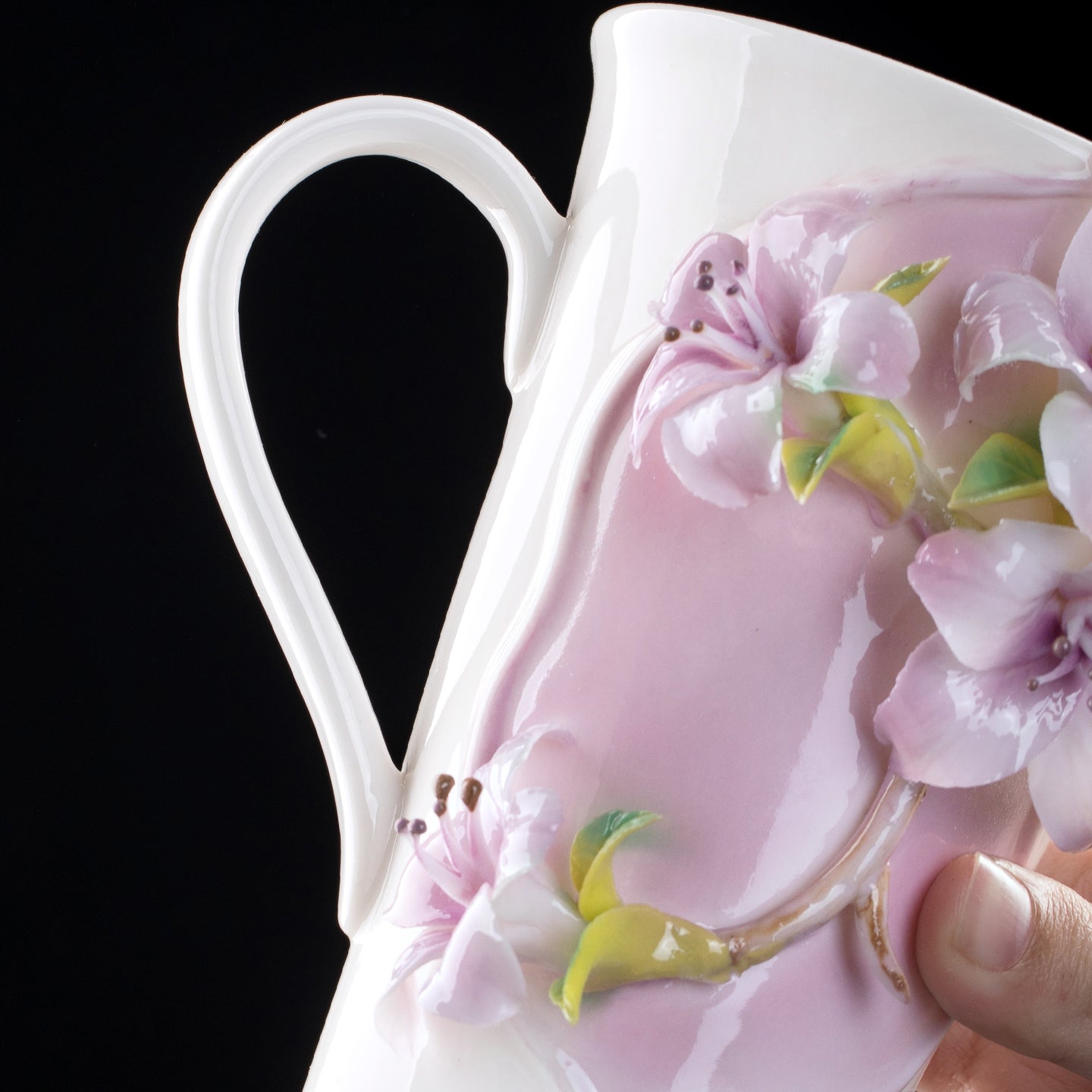 Intangible Cultural Heritage Hand-Sculpted Flower Pottery Rhododendron Tea Cup Coffee Cup (Purple) - 100% Handcrafted