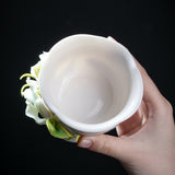 Intangible Cultural Heritage Hand-Painted Ceramic Lily Tea Cup - 100% Handcrafted