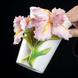 Intangible Cultural Heritage Hand-Sculpted Ceramic Iris Flower Cola Cup Coffee Mug - 100% Handcrafted