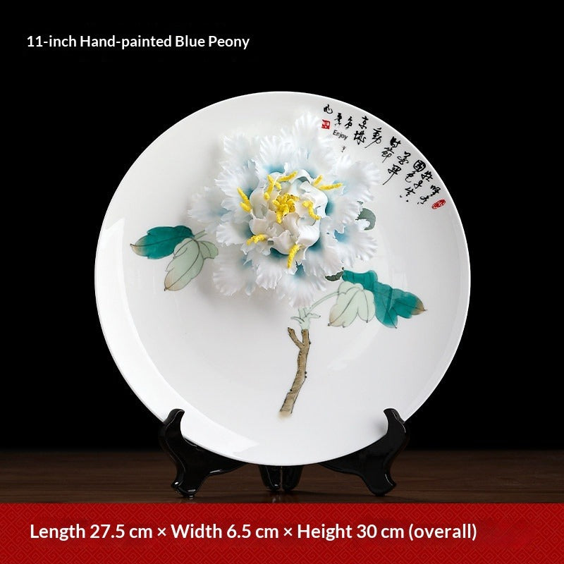 Ceramic hand-painted hanging plate ornament home living room TV cabinet wine cabinet entrance Bogu rack decoration creative crafts