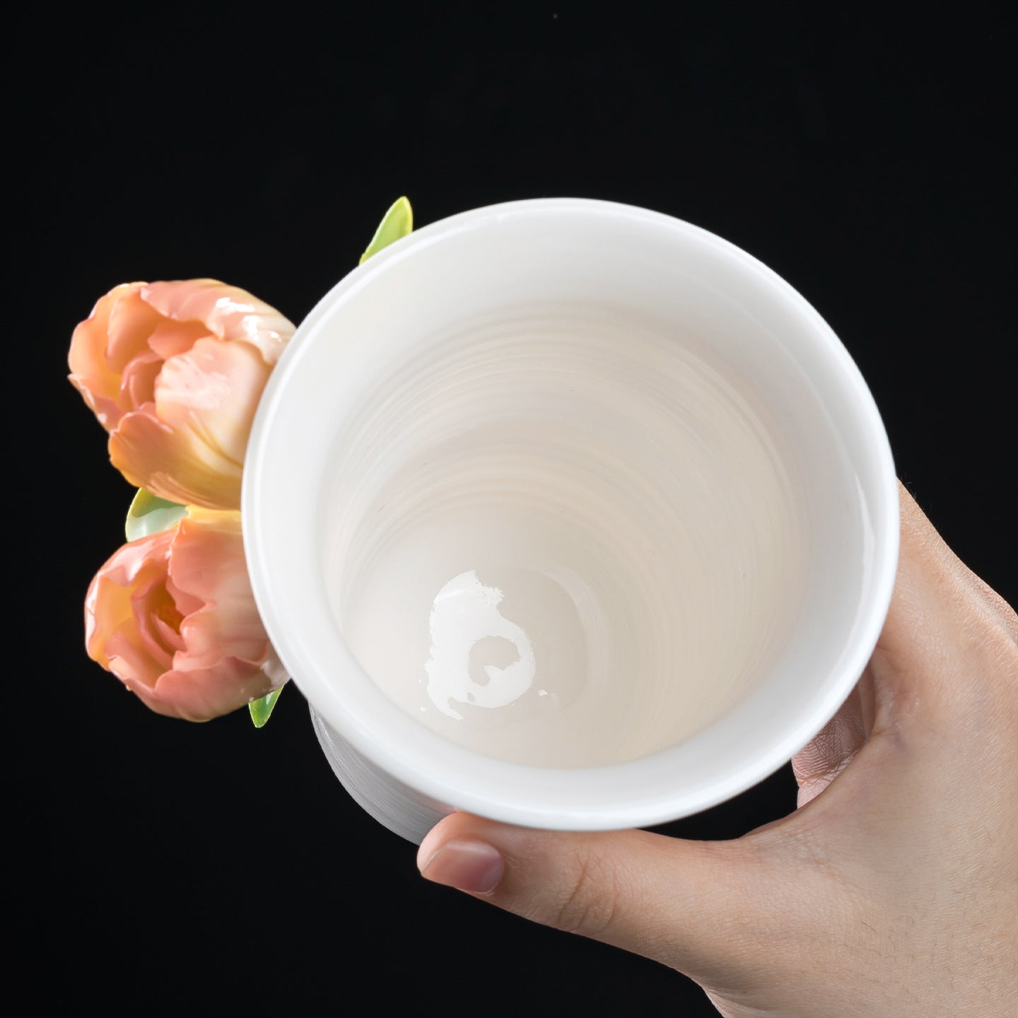 Intangible Cultural Heritage Hand-Sculpted Ceramic Tulip Flower Cola Cup Coffee Mug(pink) - 100% Handcrafted