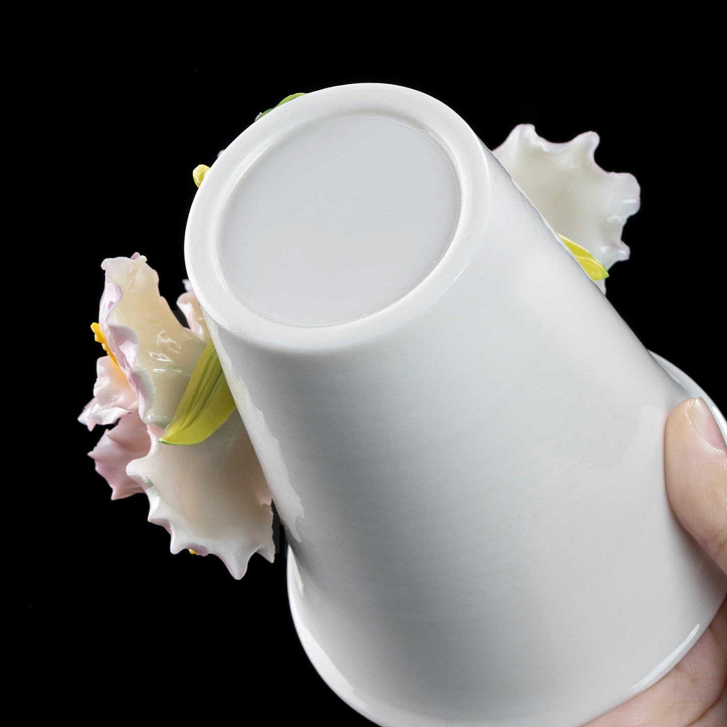 Intangible Cultural Heritage Hand-Sculpted Ceramic Iris Flower Cola Cup Coffee Mug - 100% Handcrafted