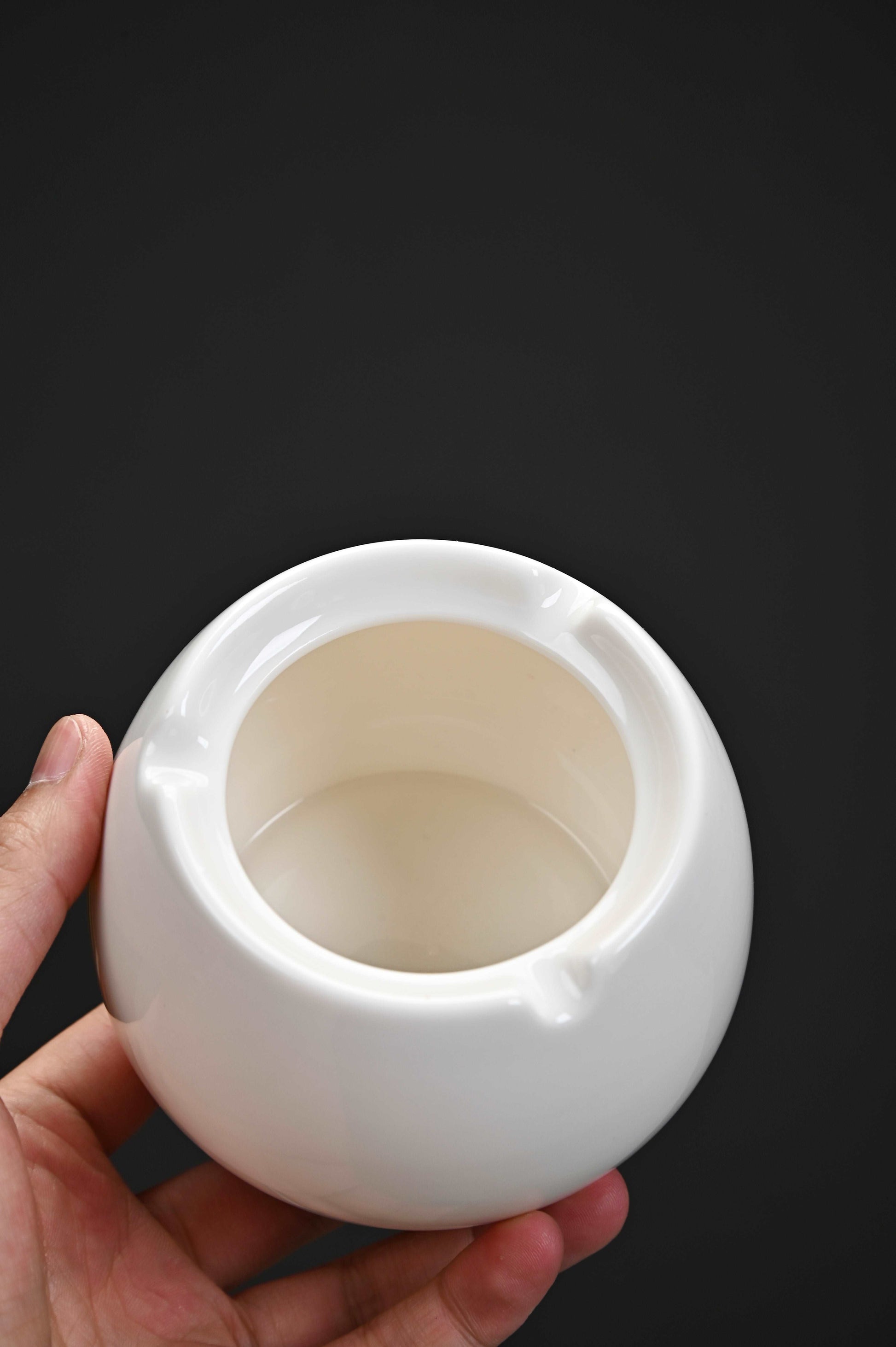 Ashtray,  portable decorative modern ashtray for home office indoor outdoor patio use, white ceramic ashtray with high gloss, cute and cool ashtray, best gift choice（classic+classic high   Set of 2） - LAMDAWN