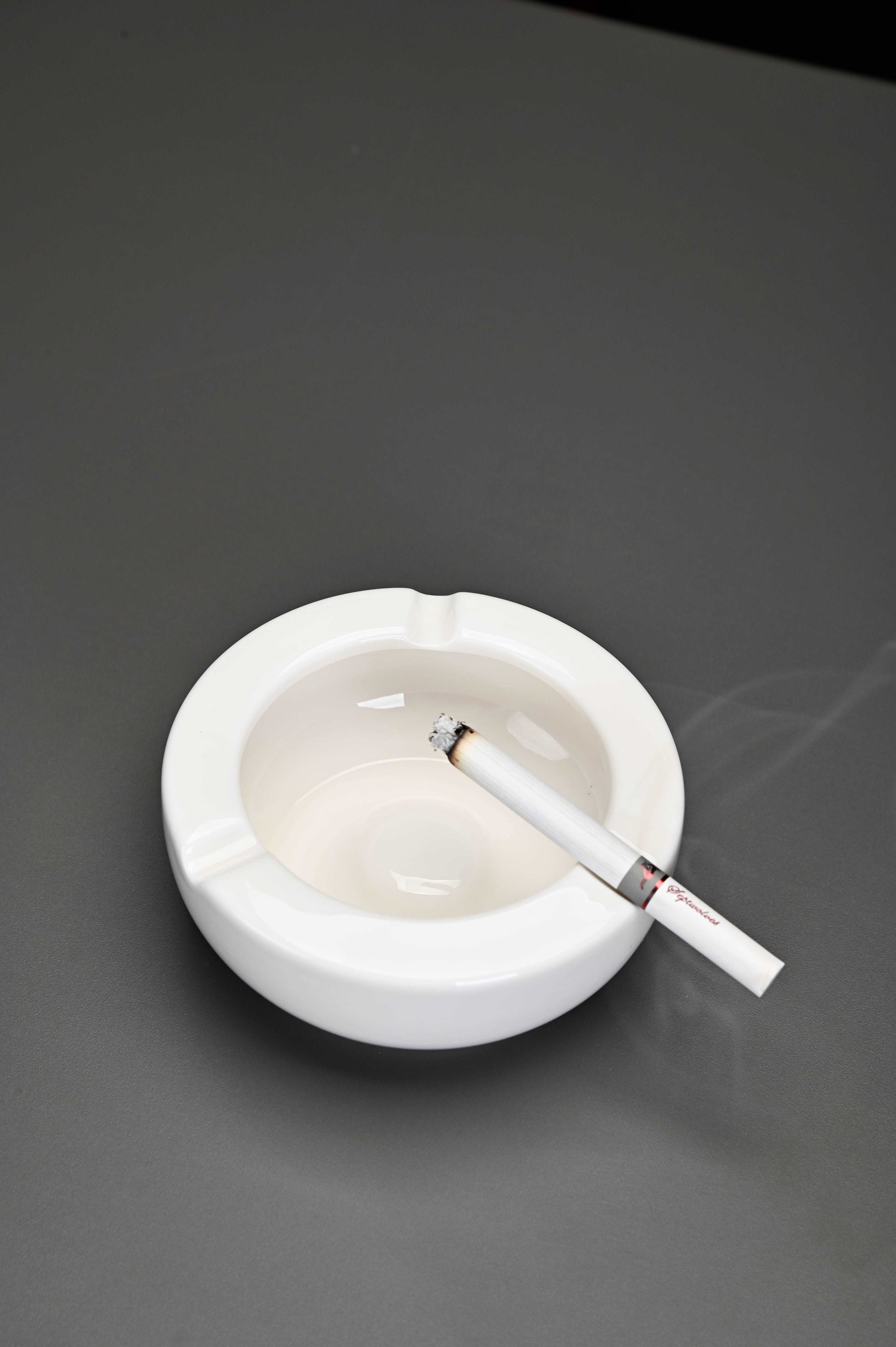 Ashtray,  portable decorative modern ashtray for home office indoor outdoor patio use, white ceramic ashtray with high gloss, cute and cool ashtray, best gift choice（classic+classic high   Set of 2） - LAMDAWN