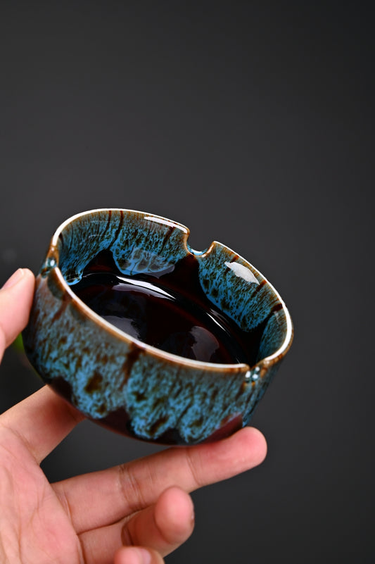 Ashtrays for Cigarettes, Portable Decorative Modern Ashtray for Home Office Indoor Outdoor Patio Use, Colored Ceramic Ashtrays Glossy, Fancy Cute Cool Ash Tray, Best Gift Idea | INCENSE BURNER | LAMDAWN