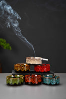 Ashtrays for Cigarettes, Portable Decorative Modern Ashtray for Home Office Indoor Outdoor Patio Use, Colored Ceramic Ashtrays Glossy, Fancy Cute Cool Ash Tray, Best Gift Idea - LAMDAWN
