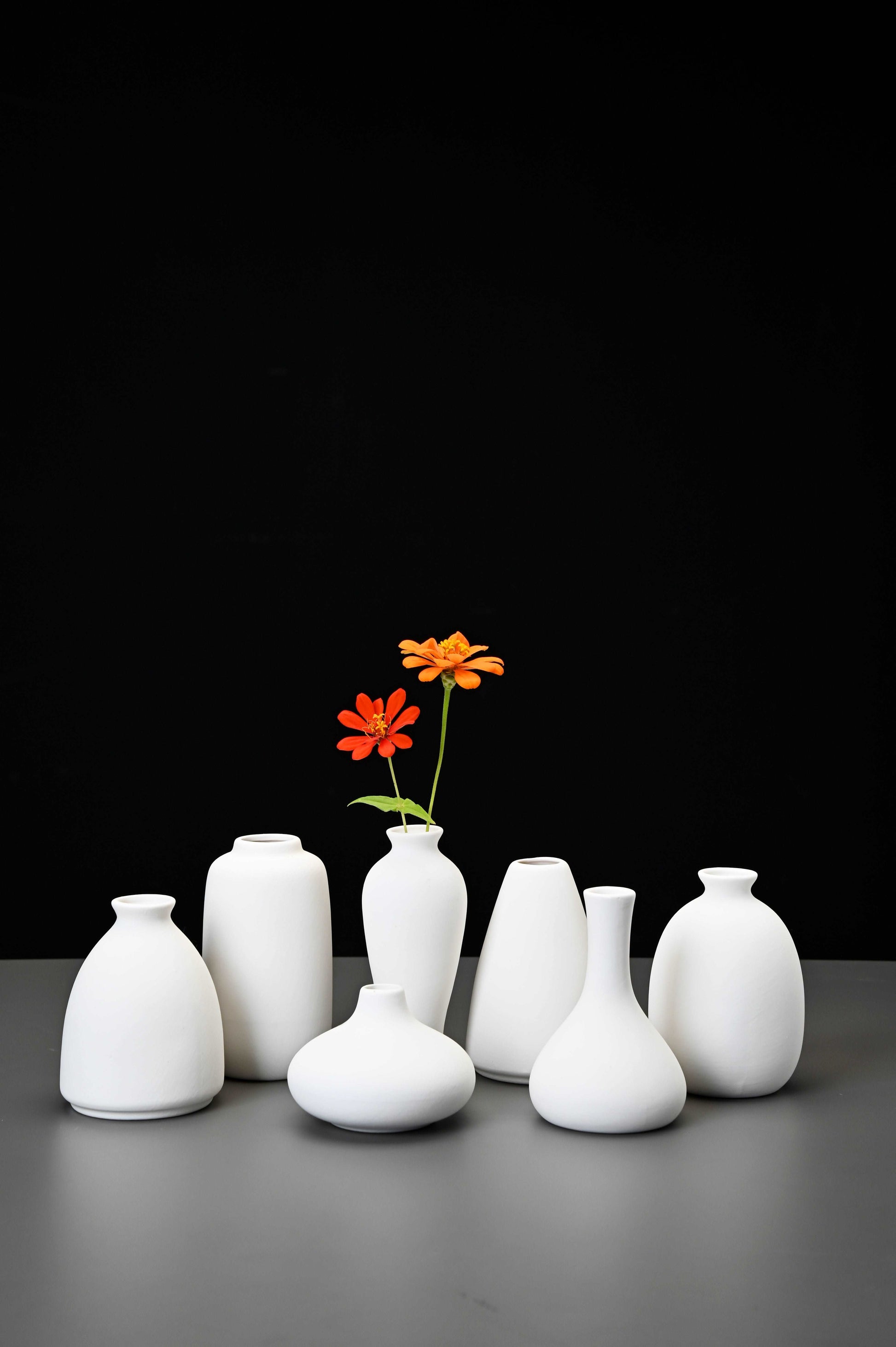 Delicate and elegant handmade ceramic vase,used in home, warm and comfortable, reflects your elegant taste. （ Set of 7 ) - LAMDAWN