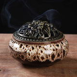 LAMDAWN Ceramic Incense Burner with Incense Stick Holder + Insulation use for Stick or Coil Incense, Sage Cones and Frankincense (Fambe Ash) - LAMDAWN