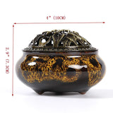 LAMDAWN Ceramic Incense Burner with Incense Stick Holder + Insulation use for Stick or Coil Incense, Sage Cones and Frankincense (Fambe Yellow) - LAMDAWN