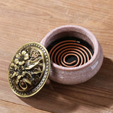 LAMDAWN Ceramic Incense Burner with Incense Stick Holder + Insulation use for Stick or Coil Incense, Sage Cones and Frankincense - LAMDAWN