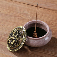 LAMDAWN Ceramic Incense Burner with Incense Stick Holder + Insulation use for Stick or Coil Incense, Sage Cones and Frankincense - LAMDAWN