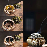 LAMDAWN Ceramic Incense Burner with Incense Stick Holder + Insulation use for Stick or Coil Incense, Sage Cones and Frankincense (Upgrade-Fambe Withe) - LAMDAWN