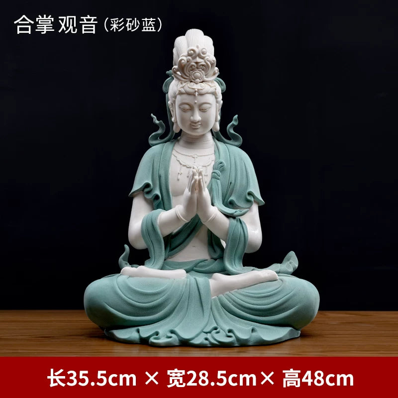 Ceramic ornament "Lotus Water Moon Guanyin" Viewed from Nanhai Guanyin Bodhisattva worshiping household Buddha statues