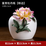 Ceramic handmade vase ornament high-end new Chinese-style living room atmosphere light luxury lotus luxury atmosphere decoration crafts