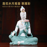 Ceramic ornament "Lotus Water Moon Guanyin" Viewed from Nanhai Guanyin Bodhisattva worshiping household Buddha statues