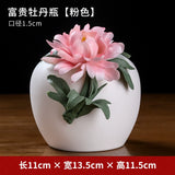 Ceramic handmade vase ornament high-end new Chinese-style living room atmosphere light luxury lotus luxury atmosphere decoration crafts