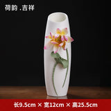Ceramic handmade vase ornament high-end new Chinese-style living room atmosphere light luxury lotus luxury atmosphere decoration crafts