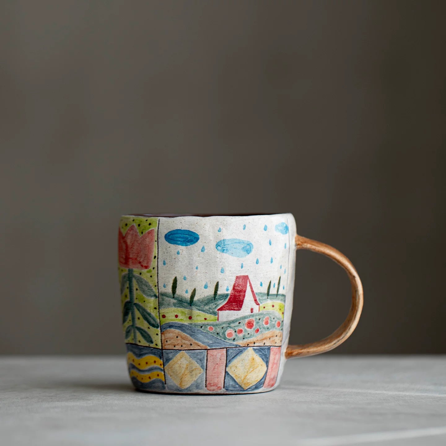 Handmade original ceramic hand-painted underglaze cat mug coffee cup tea cup water cup girlfriend gift