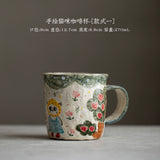 Handmade original screen underglaze color hand-painted cat mug coffee cup water cup girlfriend gift with gift box