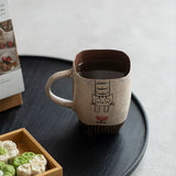 Handmade hand-painted cat ceramic teacup Original tea set Pure handmade wabi-sabi mug Coffee cup Water cup