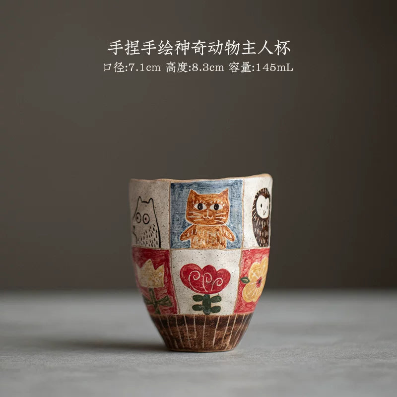 Handmade hand-squeezed hand-painted magical animal ceramic teacup Original tea set Pure handmade coffee cup Girlfriend gift