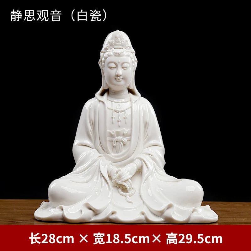 Ceramic ornament "Lotus Water Moon Guanyin" Viewed from Nanhai Guanyin Bodhisattva worshiping household Buddha statues