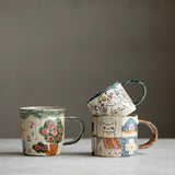 Handmade original screen underglaze color hand-painted cat mug coffee cup water cup girlfriend gift with gift box